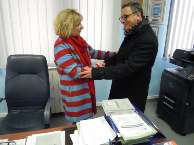 Antonio Marziale in visita all' Istituto Piria di Rosarno ricevuto dal dirigente Maria Rosaria Russo
